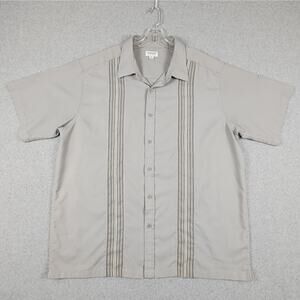 Haggar Cool 18 Tec Men's Shirt Gray Striped Short Sleeve Button Up XL